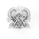 cross with 3 kids names tattoo design idea