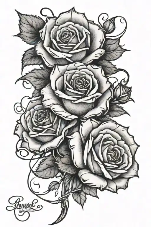 test roses intertwined symbolizing the client's love tattoo design idea