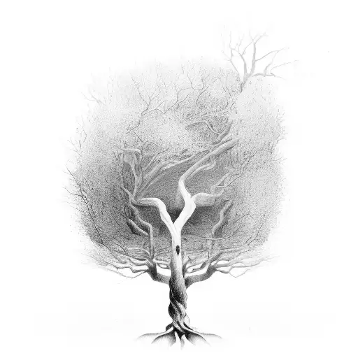 A tree with roots representing the strong bond between a father and son tattoo design idea