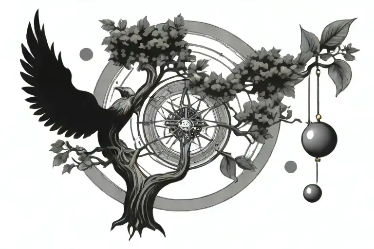 tree of life with wheel of fortune tarot card tattoo design idea