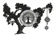 tree of life with wheel of fortune tarot card tattoo design idea