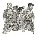 four people in gray clothes  tattoo design idea