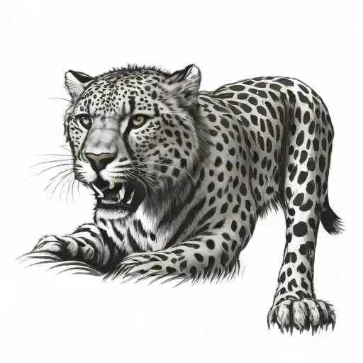 please create tattoo designs for a cheetah,wolf hawk and tiger all embodied into one tattoo  tattoo design idea