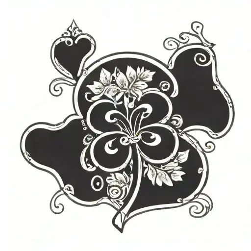 ace of clubs featuring five leaf clover made tattoo design idea