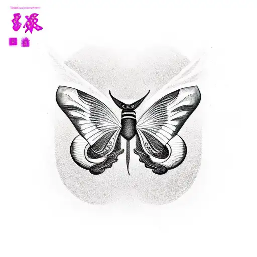 borboleta com espada no meio tattoo design idea