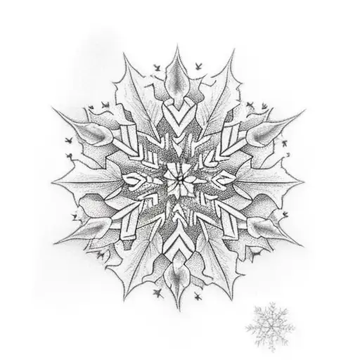 half fog and half snowflake and half daffodil tattoo design idea