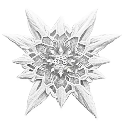 fog and snowflake and daffodil tattoo design idea