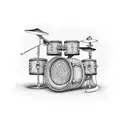 Design a drum set with intricate jewelry details tattoo design idea