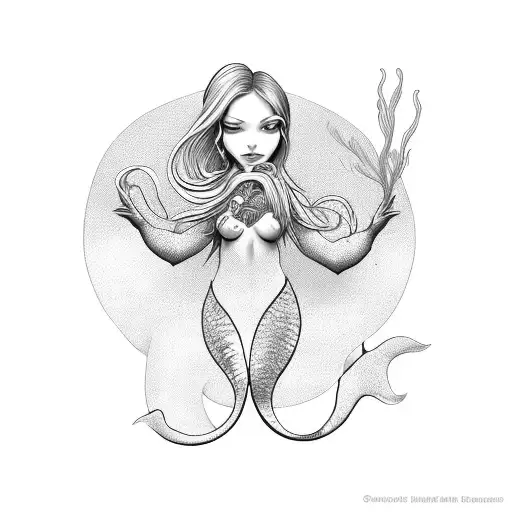 Mermaid diving tattoo design idea