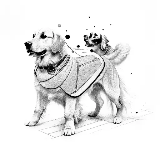 golden Retriever named Noah together with his owners tattoo design idea