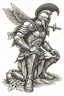 spartan warrior kneeling tattoo design idea
