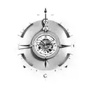 mechanical clock banner  tattoo design idea