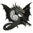 wise dragon with yin yang symbol in mouth wide open tattoo design idea