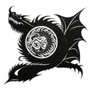 wise dragon with yin yang symbol in mouth wide open tattoo design idea