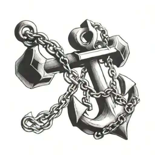  Strong straight anchor with chain  tattoo tattoo design idea