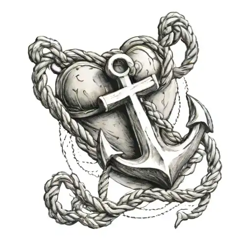 Anchor connected to heart tattoo design idea
