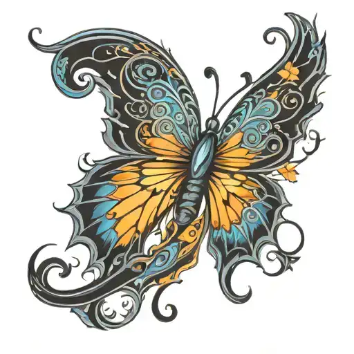 semi colon butterfly cancer zodiac sign tattoo design idea