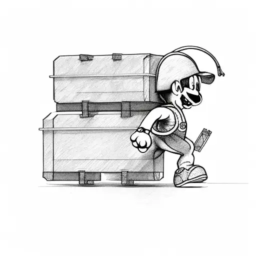 Yoshi carrying a construction toolbox on its back tattoo design idea
