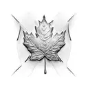 An intricate dotwork tattoo of a maple leaf surrounded by video game controller buttons, symbolizing the client's love for Canada and video games. tattoo design idea