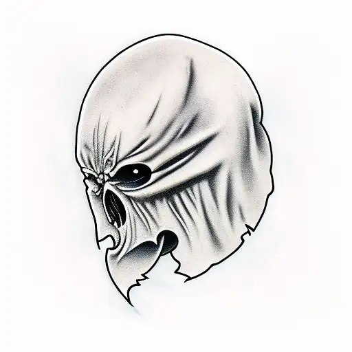 Ghostface that is in the blade of knife tattoo design idea