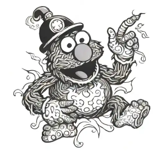 elmo smoking crack tattoo design idea
