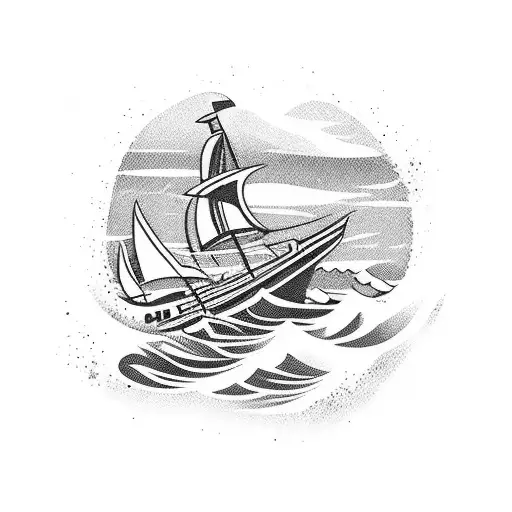 sea and wind and father tattoo design idea