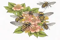 lantanas with bees flying upwards tattoo design idea
