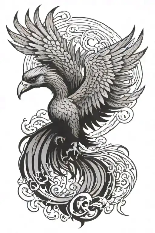 phoenix rising from ashes tattoo design idea
