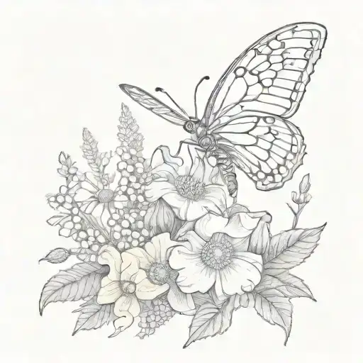 lunar moth with foxglove and Daisy's  tattoo design idea