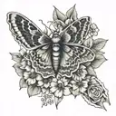 lunar moth with foxglove and Daisy's wrap around arm  tattoo design idea