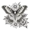 lunar moth with foxglove and Daisy's wrap around arm  tattoo design idea