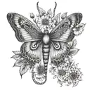 lunar moth with foxglove and Daisy's wrap around arm  tattoo design idea