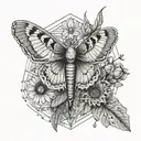 lunar moth with foxglove and Daisy's wrap around arm  tattoo design idea