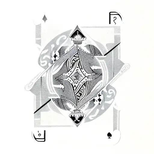 A playing card with a camouflage pattern tattoo design idea
