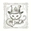 kitten in a hat riding a shrimp  tattoo design idea