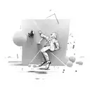 man falling stretched tattoo design idea