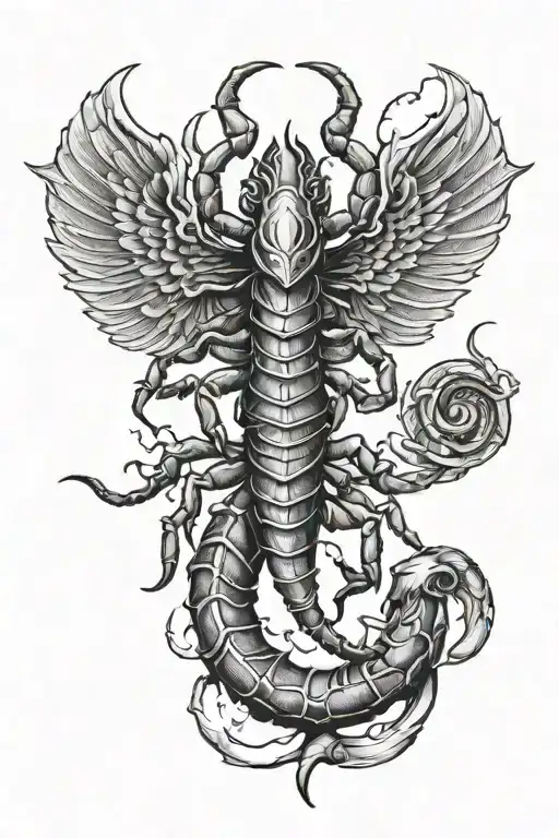 scorpion with angels wings tattoo design idea