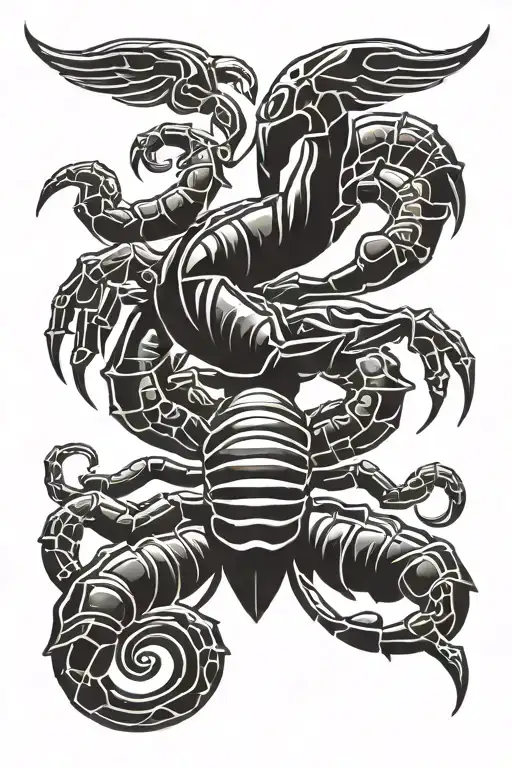 scorpion with wings tattoo design idea
