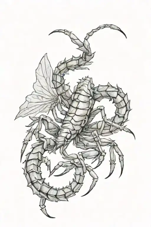 scorpion with wings tattoo design idea