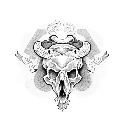 bear skull with snake tattoo design idea