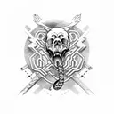 bear skull with snake tattoo design idea