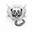 bear skull with snake tattoo design idea