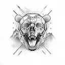 bear skull with snake tattoo design idea