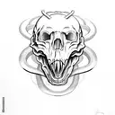 bear skull with snake tattoo design idea