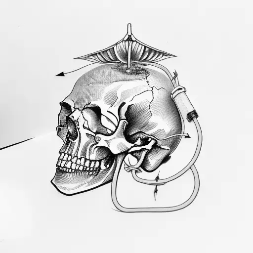a skull being welded tattoo design idea