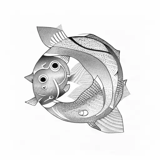 geometric minimal fish tattoo design idea