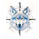 wolf clock compass  tattoo design idea