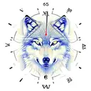 wolf clock compass  tattoo design idea