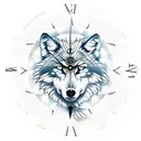 wolf clock compass  tattoo design idea