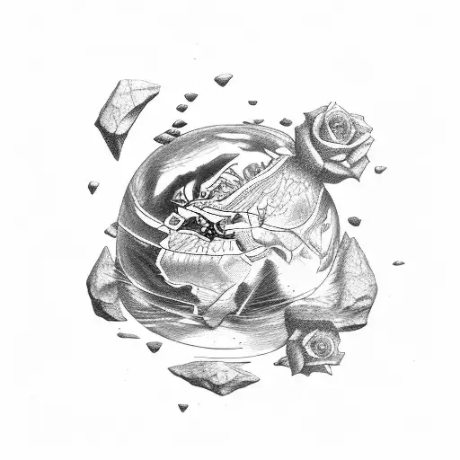 earth, continents, roses tattoo design idea